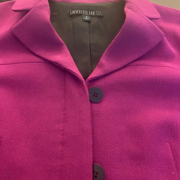 Gently Worn Magenta Lafayette 148 Waist Jacket - Size 4 - Picture 2 of 3